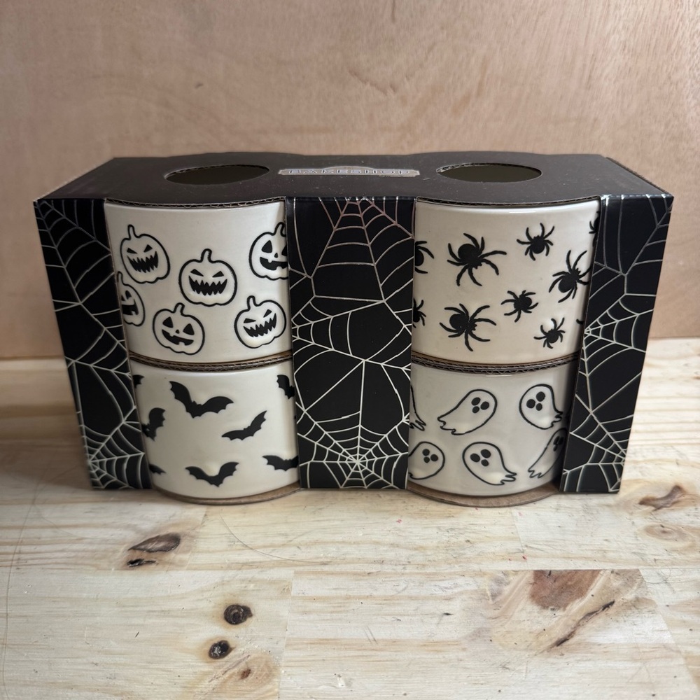 Halloween Ramekins Set of 4 Pumpkin Bat Ghosts Spiders Bakeshop